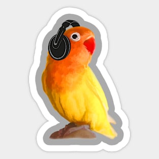 Bird Listening to Music in Outer Space Sticker